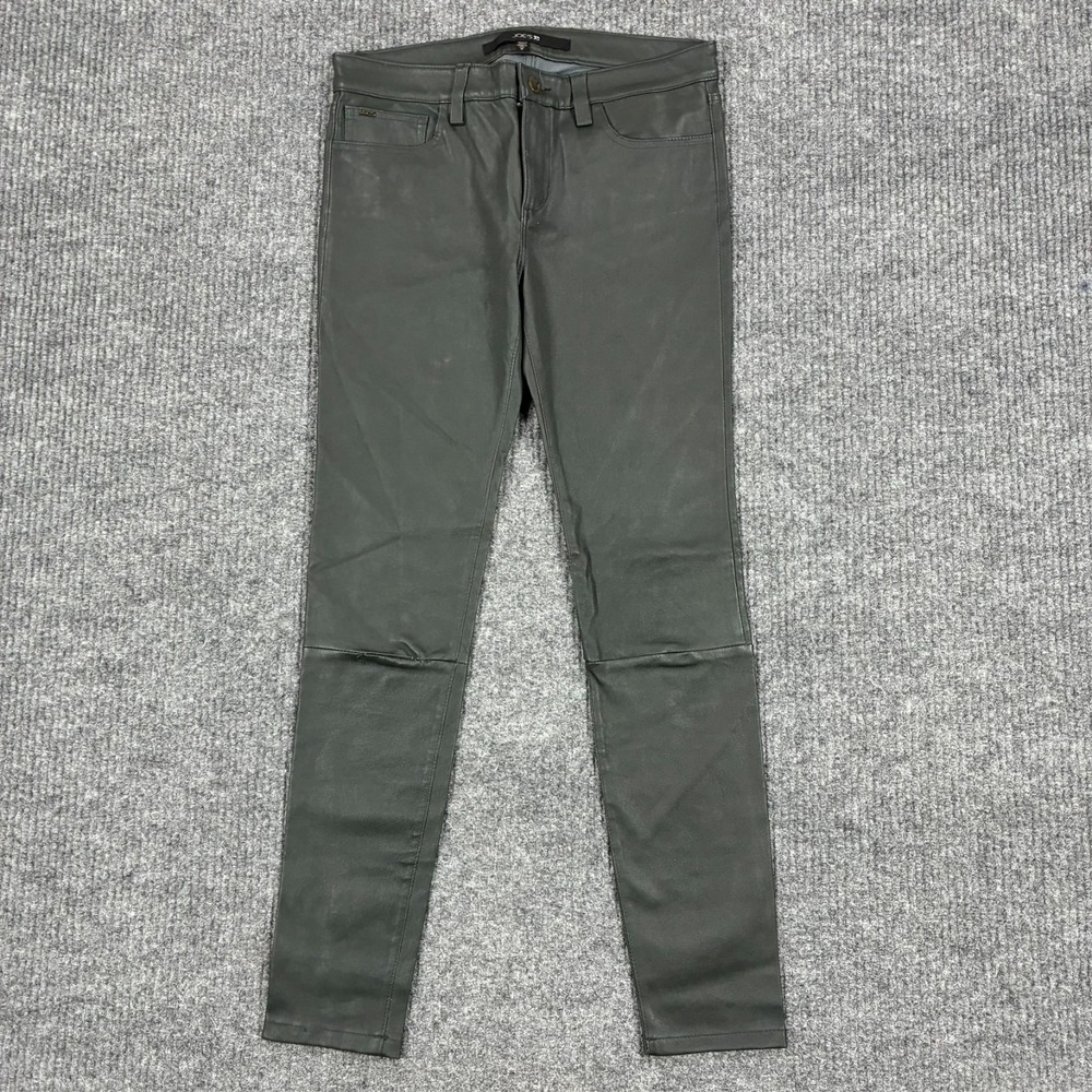 Joe's Womens 28 Forest Green Genuine Leather Skinny Pants Stretch Mid Rise EUC